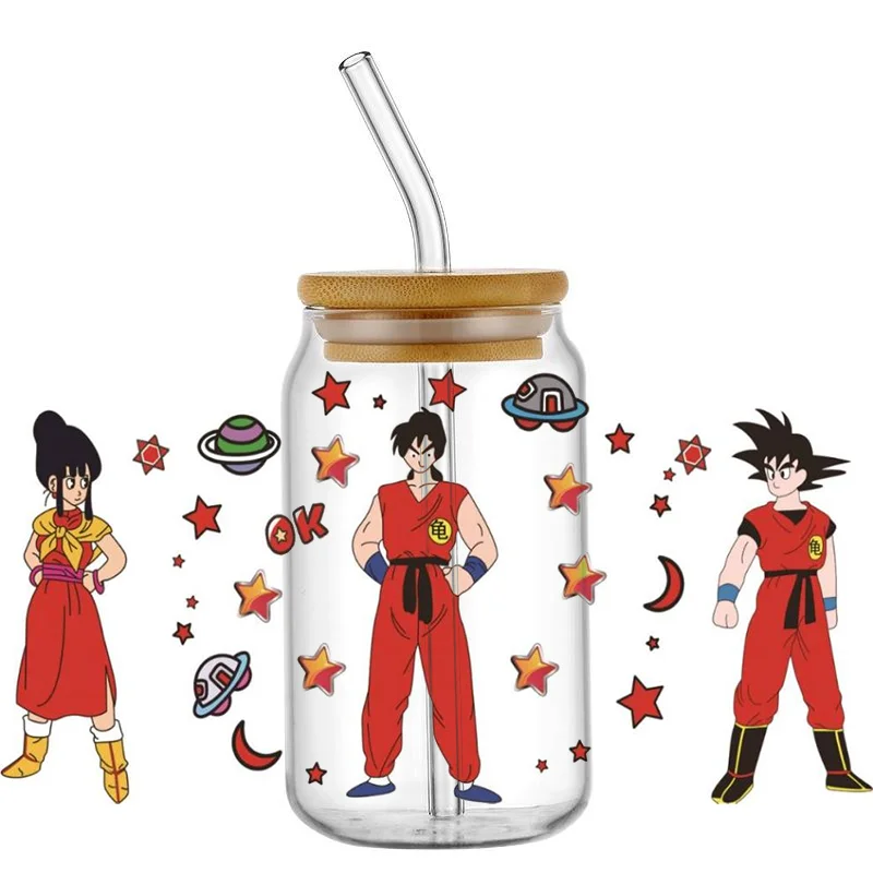 dragon ball pattern 16OZ UV DTF Cup Wrap Sticker Waterproof DIY Transfer For Libbey Glass Home decoration