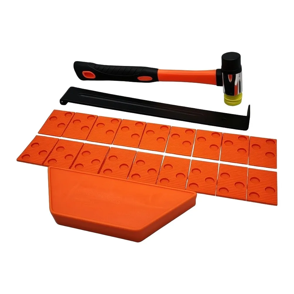 Wood Flooring Tools Kit with Rubber Hammer 13 inch Spacers Pull Bar Tapping Block for Tight Space Installation