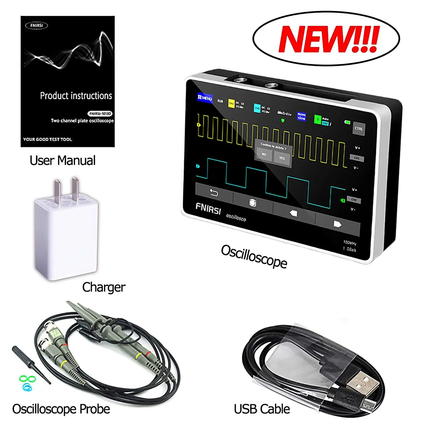 NEW FNIRSI-1013D Digital Tablet Oscilloscope Dual Channel 100M Bandwidth 1GS Sampling Rate Mini Tablet Digital Oscilloscope