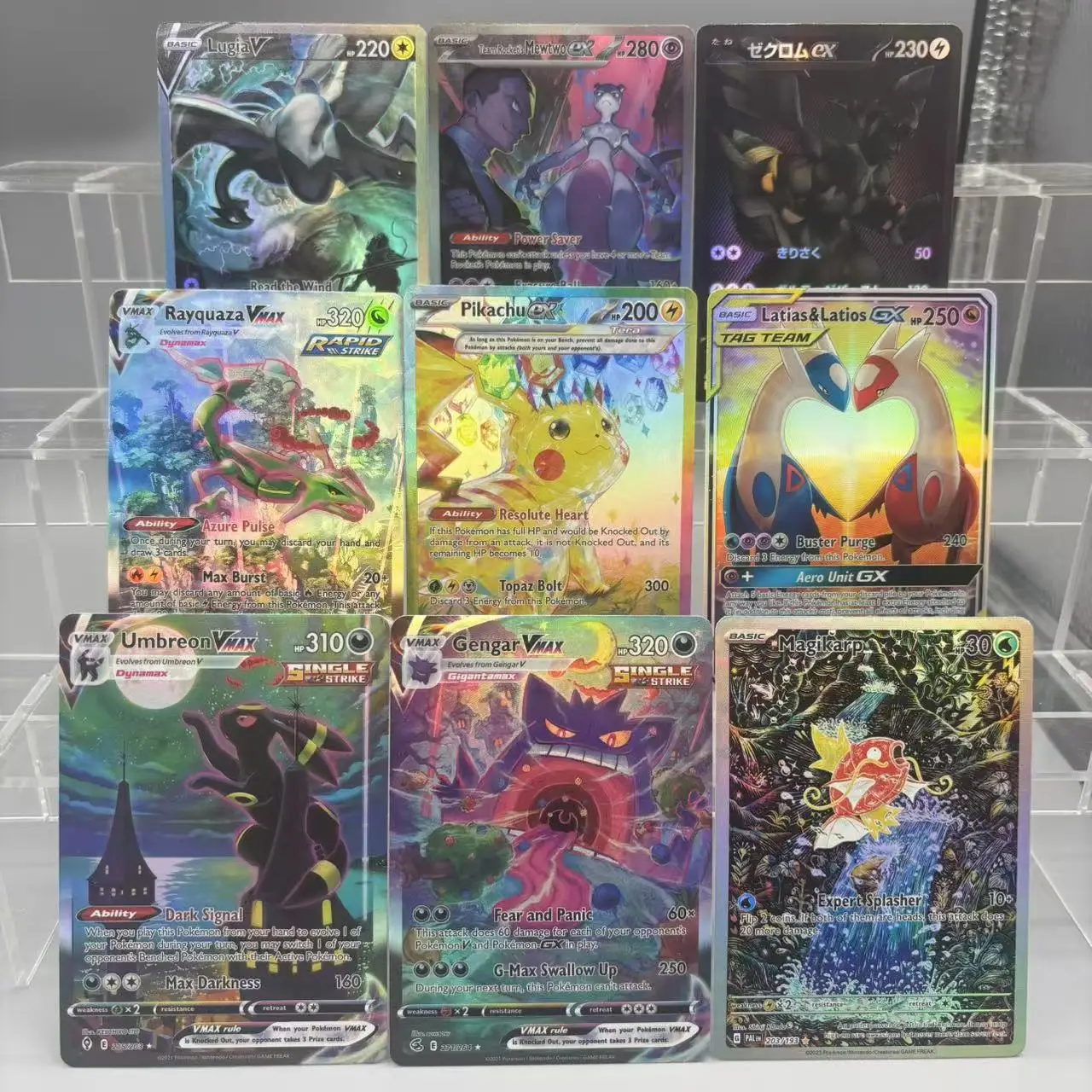 Tarjetas de colección PTCG DIY Umbreon Rayquaza Gengar VMAX Zekrom ex, tarjeta única hecha a sí misma, juego clásico, tarjeta de Anime, juguete de regalo