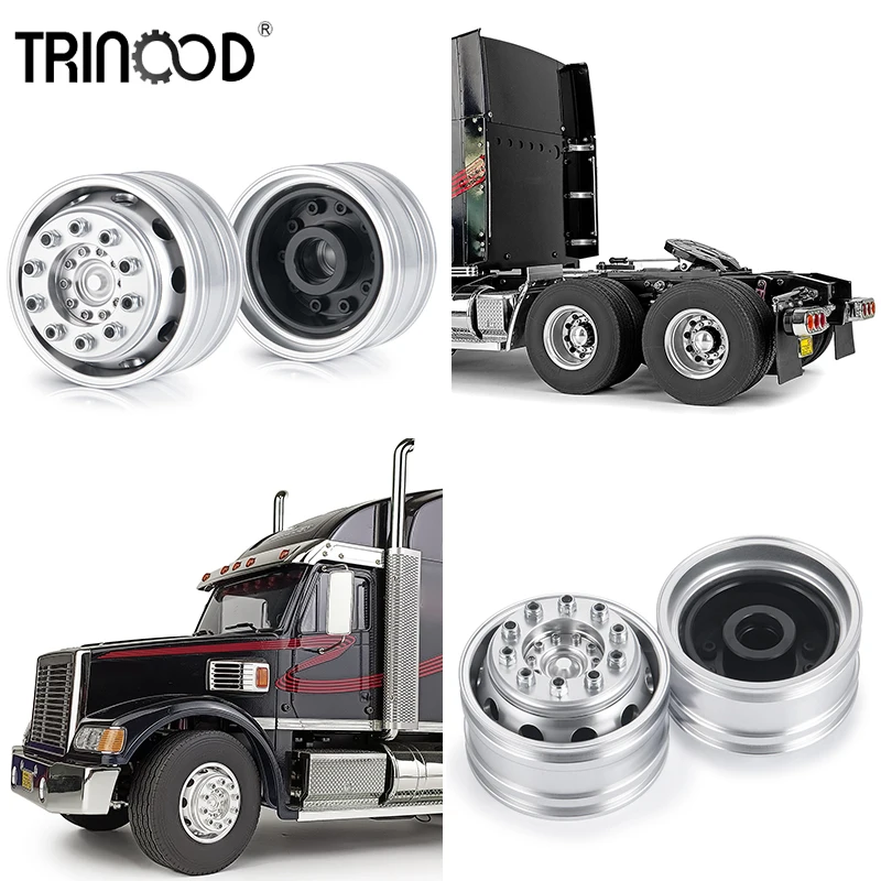 

TRINOOD 2pcs Front Wheel Rim Bearing Aluminum Alloy Hex Drive Hub for 1/14 Tamiya Truck RC Trailer Tractor Car Upgrade Parts