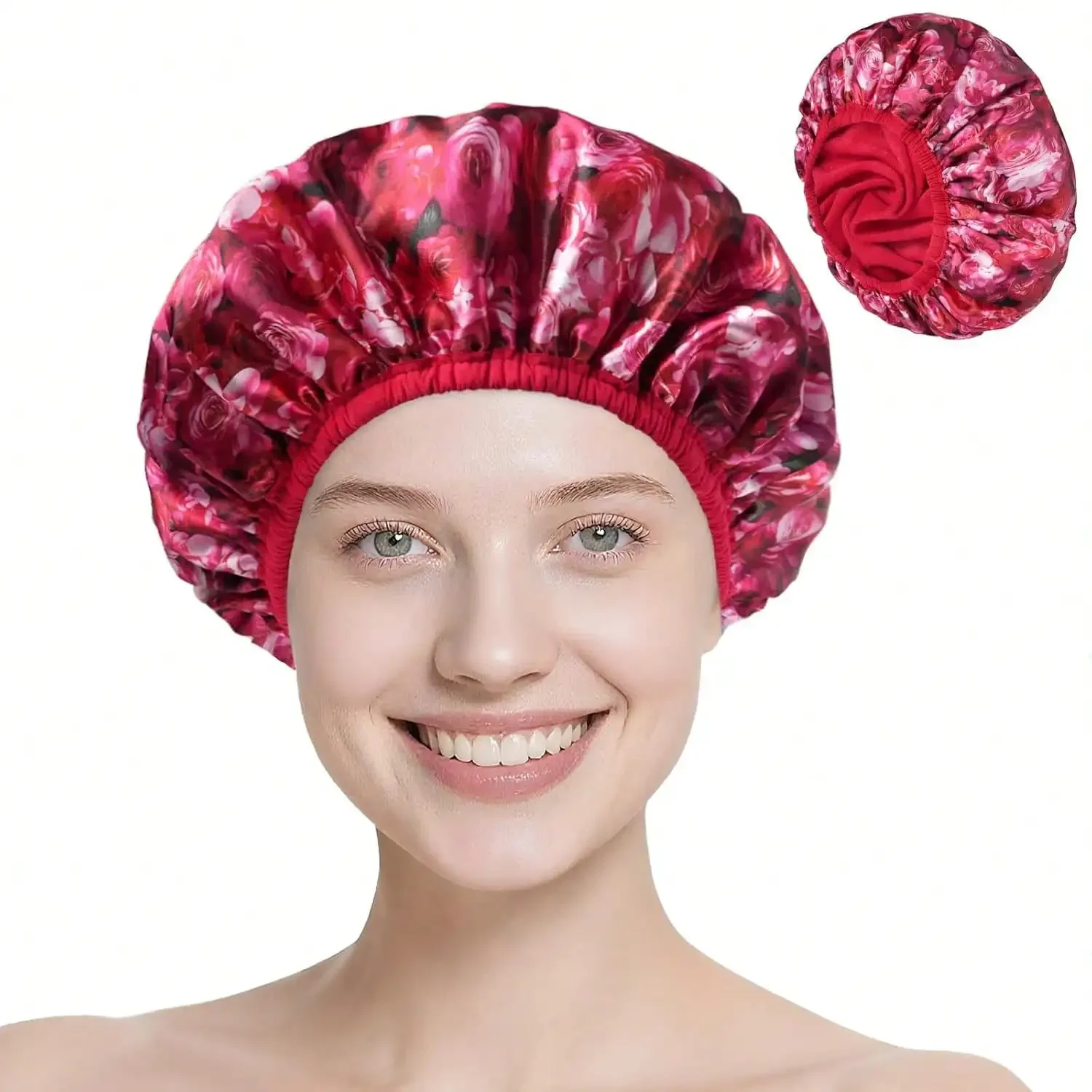

2026 Upgraded Waterproof Terry Shower Caps, Reusable Shower Cap Women With Long Hair, Soft Absorbent Hair-Protecting Towel Bath Cap, Large Leak-Proof Hair Cap With Fashionable Print Outer-Purple