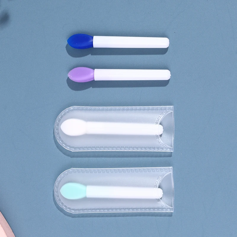 Bálsamos de silicona para labios, 10 piezas, brocha para máscara de labios con embalaje de EVA, polvo, lápiz labial, brochas de maquillaje cosméticas