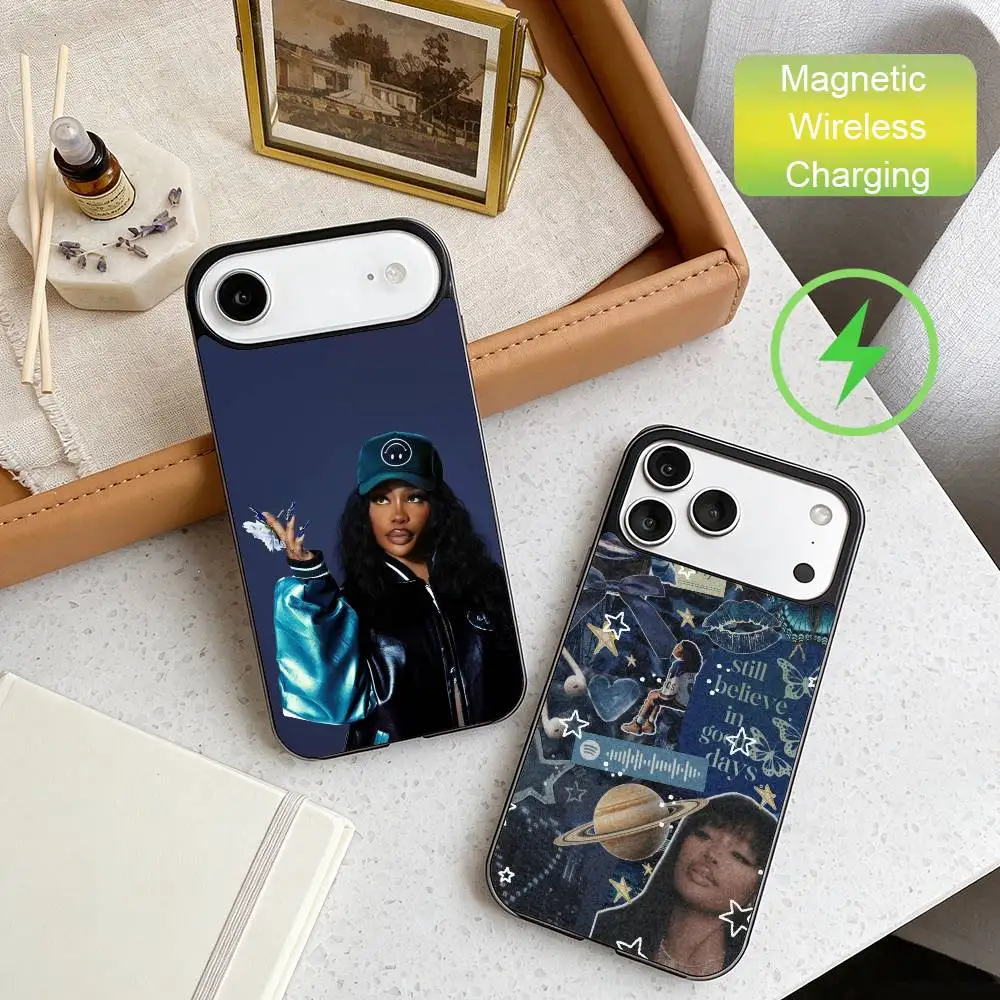 

Чехол для телефона S-SZA в стиле Ins-Style для iPhone 17, 16, 15, 14, 13, 12, 11 Plus, с поддержкой магнитной беспроводной зарядки