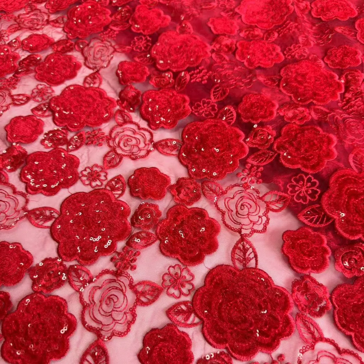 5 Yards maille Laser flanelle paillettes fleur brodée tissu robe jupe tissu de mariage ·