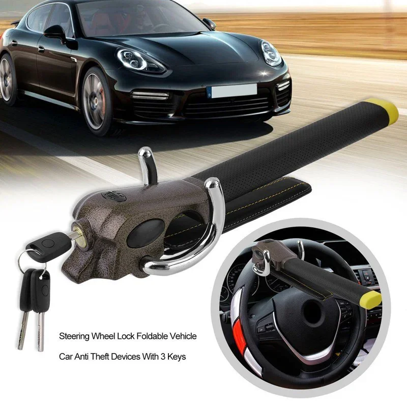 Universal Car Steering Wheel Lock Heavy Duty Anti-theft Car Van Security Rotary Steering Wheel Lock Enhance Automobile Security