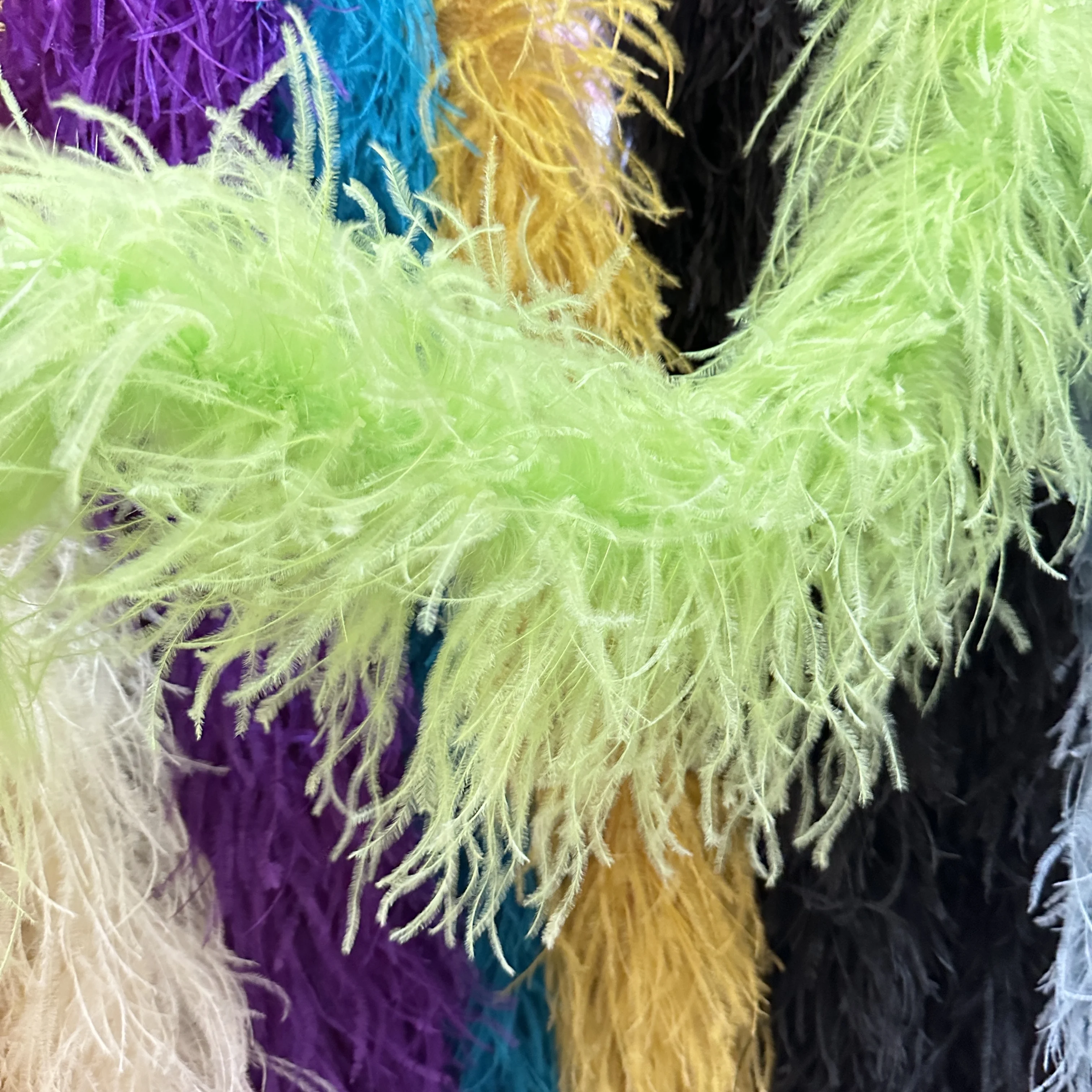 1-10ply Ostrich Feather Boa Shawl Scarf Ostrich Plumas Trim for Sewing Dress Shirt Top Dance Clothes Feather Sleeves Belt 2M