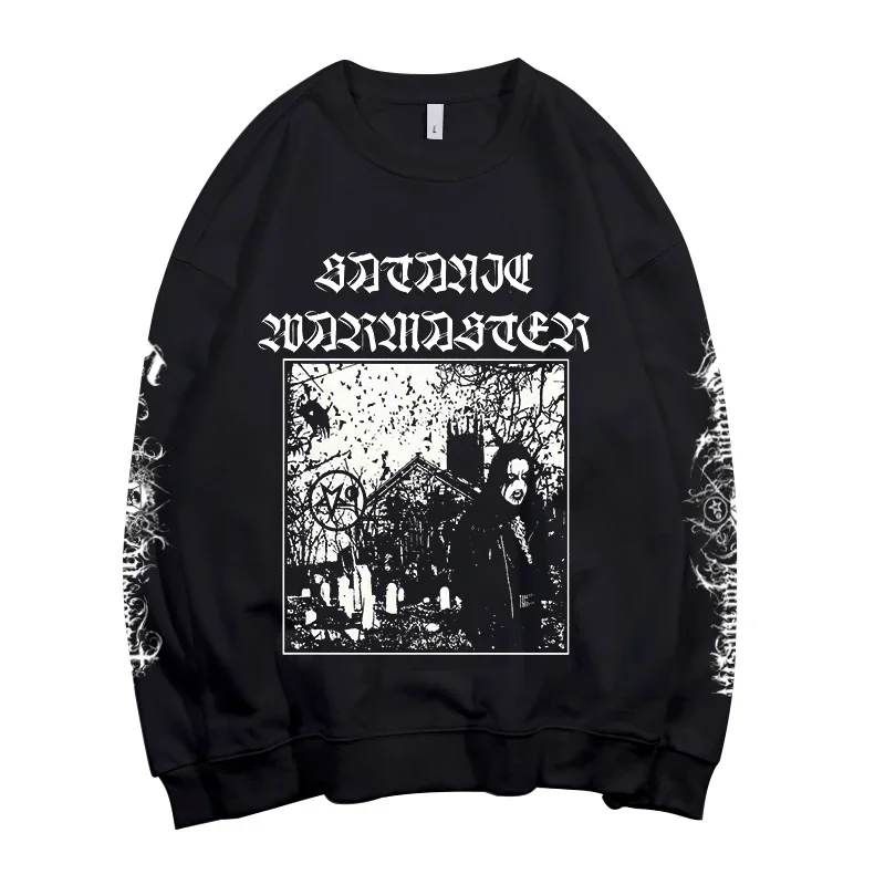 Harajuku moda hombres sudaderas satánico Warmaster negro Heavy Metal Rock Band pulóver sudaderas con capucha