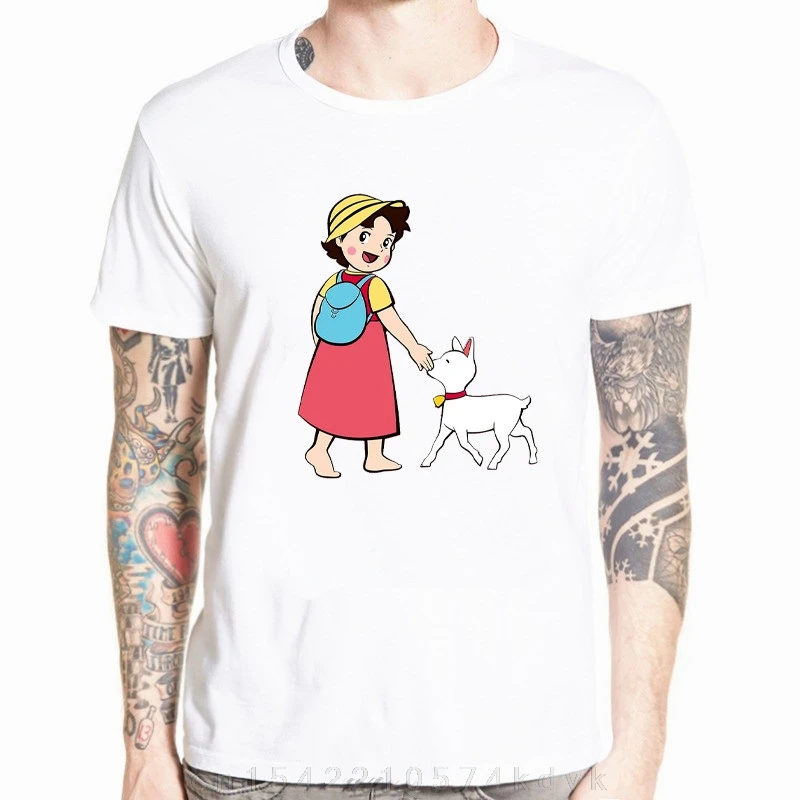 Heidi And Litle Goat Fashion Quality Printing T-shirt For Men Heidi Alp Switzerland Comic Anime Cartoon Tv Show Film Kids Tees