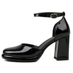 Elegant Women High Heels Shoes Classic D'Orsay Dress Pumps Black White Block Heels Sandals Party Office Shoes Female Large Size