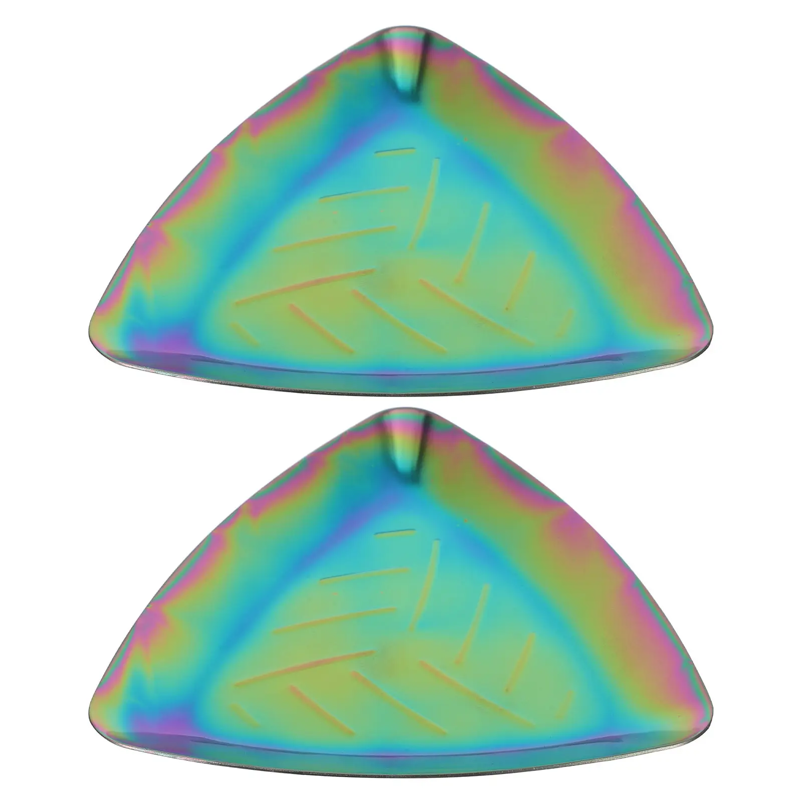 

Набор из 2-х подставок для украшений из нержавеющей стали, коричневая отделка, элегантный треугольный органайзер для колец и серег, подставка для мелочей для туалетного столика и прихожей