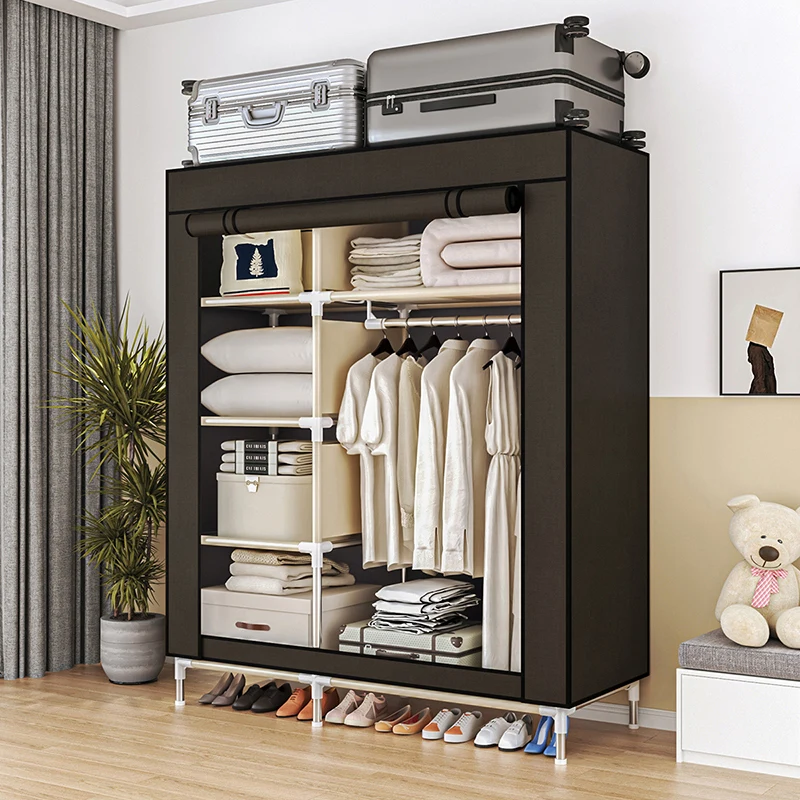 Simple wardrobe, household bedroom, cloth wardrobe, sturdy and durable assembly, simple modern all steel rack wardrobe