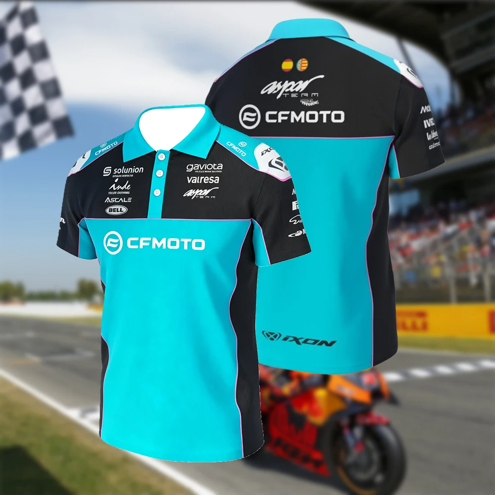 

CFMOTO Aspar Team Racing Polo Shirt Short Sleeve Comfortable Fashion Top Daily Wear Apparel for Riders