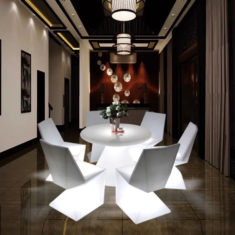 Customized promotional LED illuminated bar tables and chairs, dining table, coffee table, illuminated waterproof table and stool