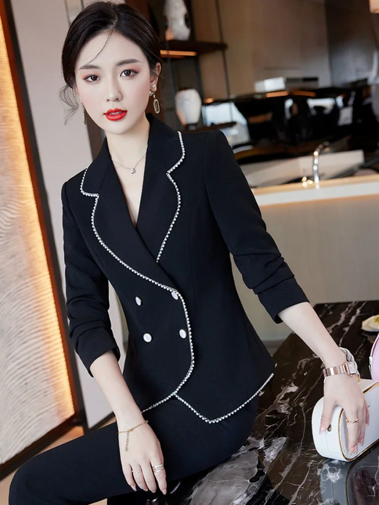 Elegant Purple Women Formal Professional Business Suits with Pants and Jackets Coat Career Interview Pantsuits Trousers Set