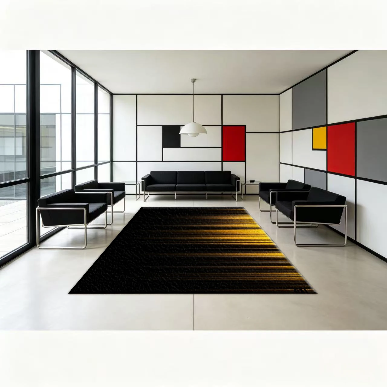 Golden Vertical Stripe Texture Carpet, Dark Art Carpet, Home Decor Carpet Suitable for Living Room Indoor Use