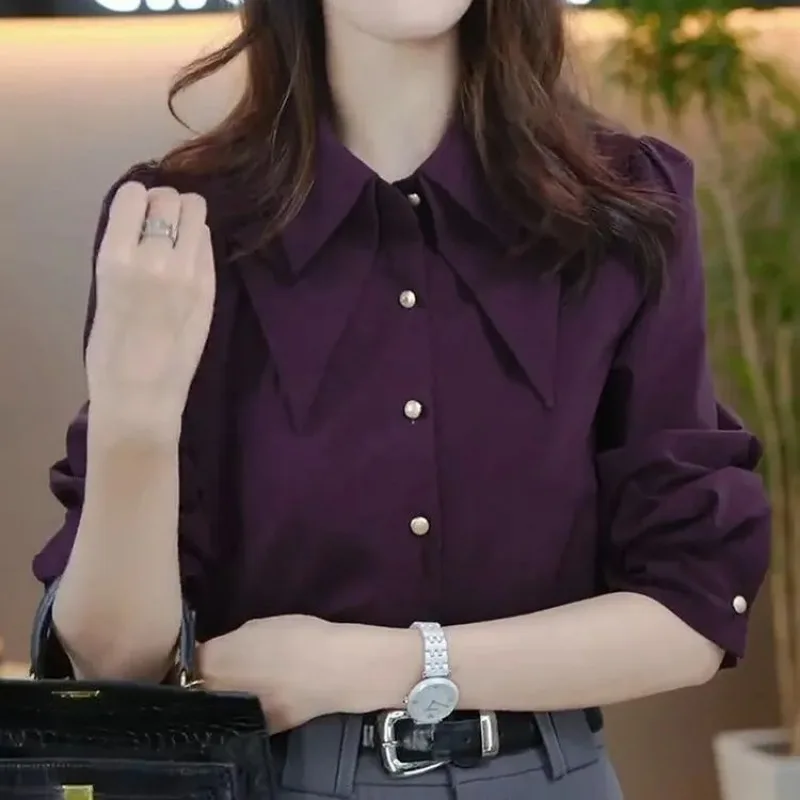 Long-sleeved Shirts for Women 2025 New Style Light Luxury and Western Style Loose Slim Tops