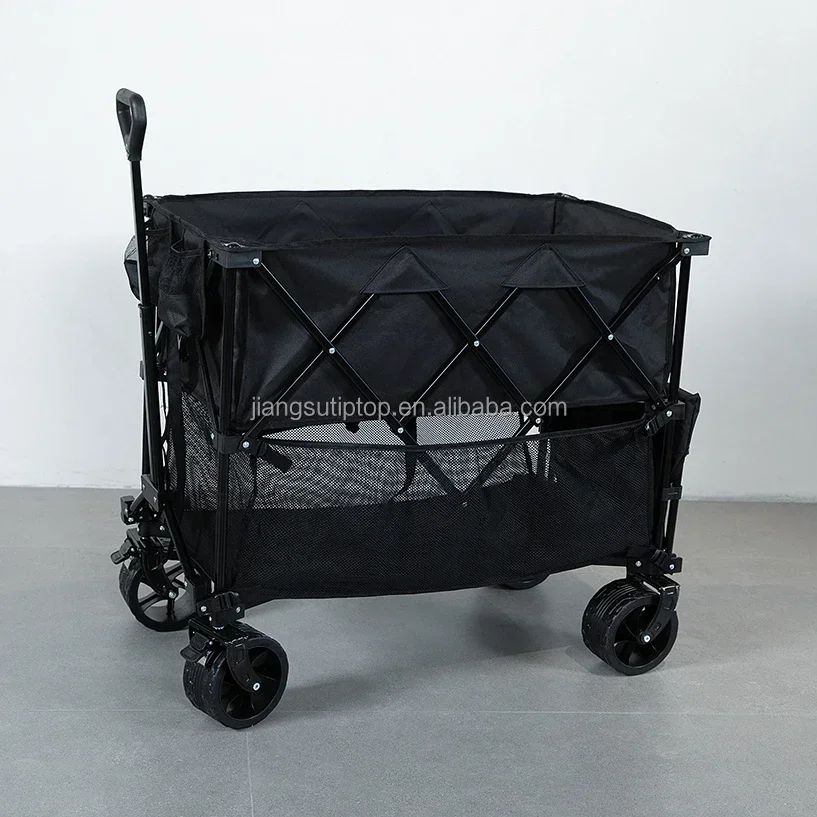 Beach Trolley Cart Portable 4 Wheels Assembled Collapsible Outdoor Wagon Camping Cart Cart Folding Wagon