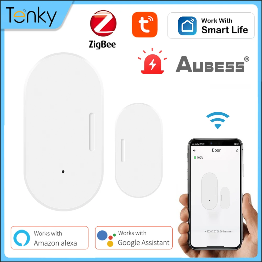 tuya zigbee sensor de porta e janela smart home security app monitor remoto bateria de longa duracao open off detector 01