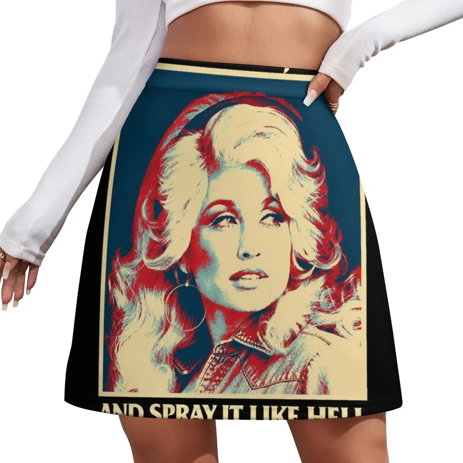 

Loves Music And Retro Tease It To Jesus And Spray It Like Hell Funny Dolly Parton Vintage Photograph Mini Skirt