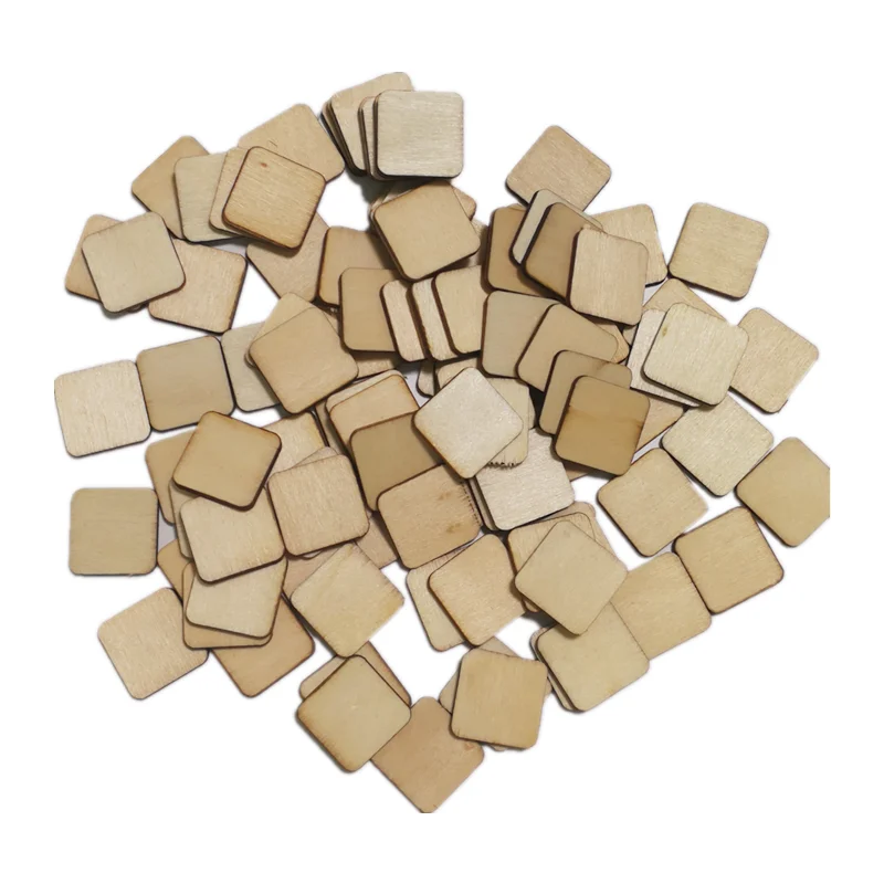 100pcs 20mm Unfinished Wood Pieces Blanks Wood Squares Round Corner Wooden Cutouts for DIY  Craft Laser Engraving Carving