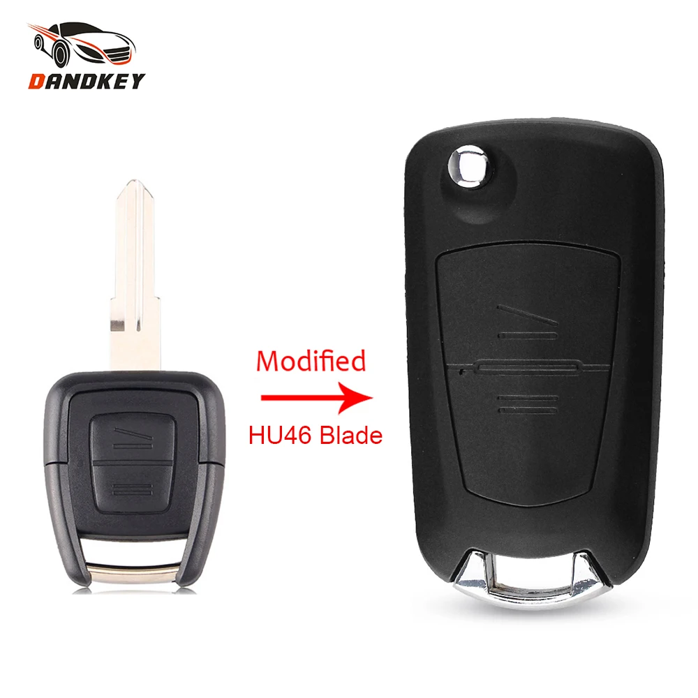 

Dandkey Original/Modified Flip Folding Car Key Shell Case For Opel Vauxhall Corsa Astra Vectra Signum 2 Buttons With HU46 Blade