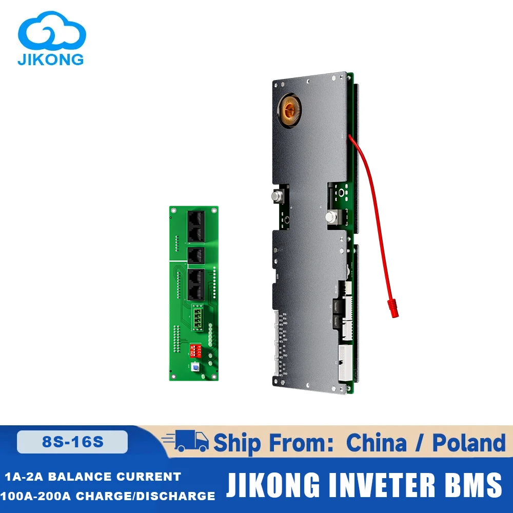 JIKONG BMS 1A 2A 8S 16S 24V 48V LiFePo4 Li-Ion Battery 100A 150A 200A Household Energy BMS to Inverter Active balancer