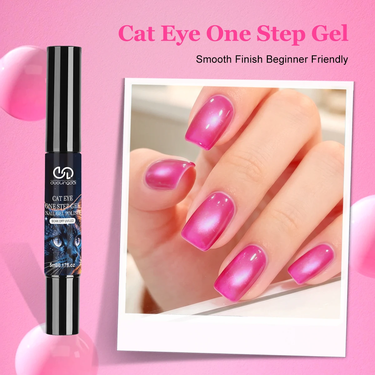 Rose Red Cat Eye One-Step Nail - Nail Art One Stroke 评论和价格