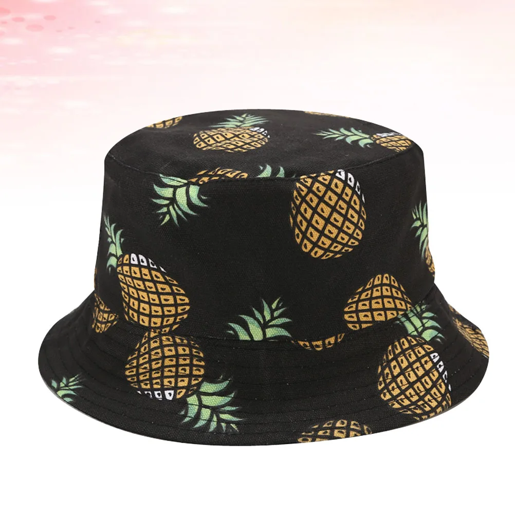 

Pineapple Bucket Hat Lightweight Breathable Sun Protection Outdoor Sports Fishing Vacation Daily Wear Hawaii Themed Floral