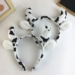 Cute Cartoon Plush Cow Ears Headband with Bells Ribbon Bow Lolita Hair Hoop Kawaii Animal Party Cosplay Headpiece