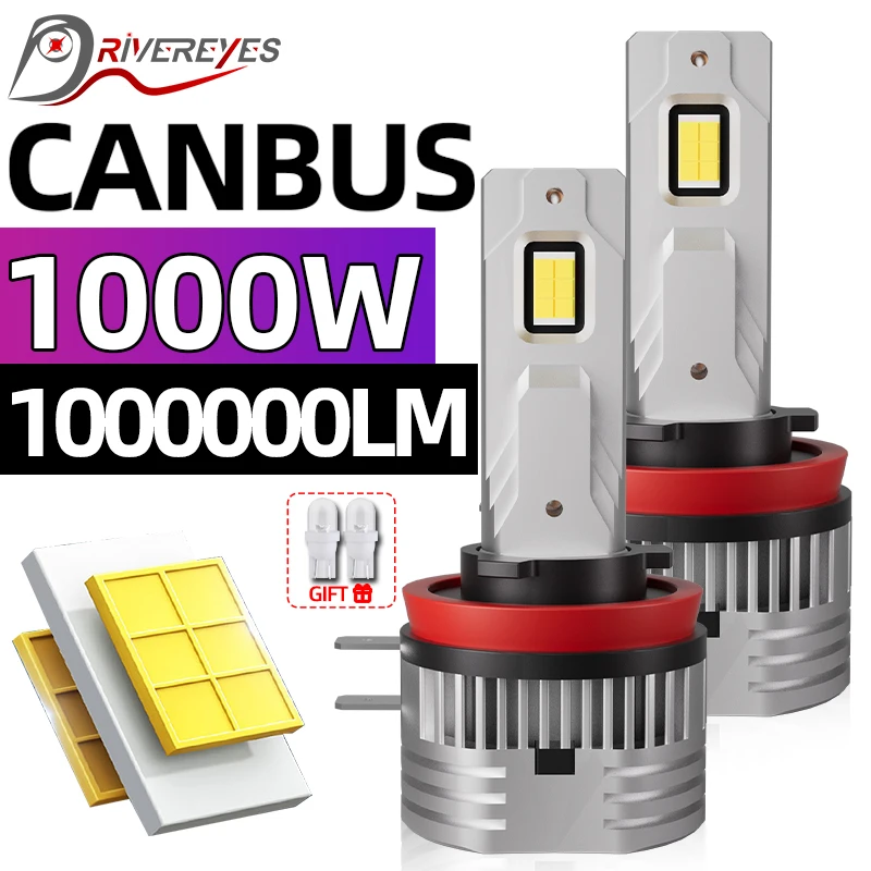

H11B Led Canbus Car Light Bulbs 1000W 7535 CSP Chips Auto Headlights DRL 12V 24V 1:1 Mini Lamps 6000K For Kia HYUNDAI Plug&Play