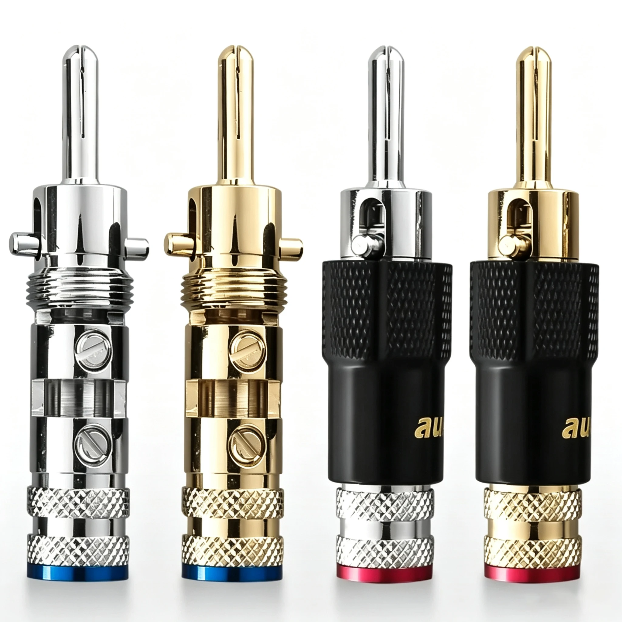 Rhodium Gold Plated Banana Audio Plug Screw Lock Connector To 10mm Speaker Cable High Conductivity DIY HiFi Audio Wire Terminal