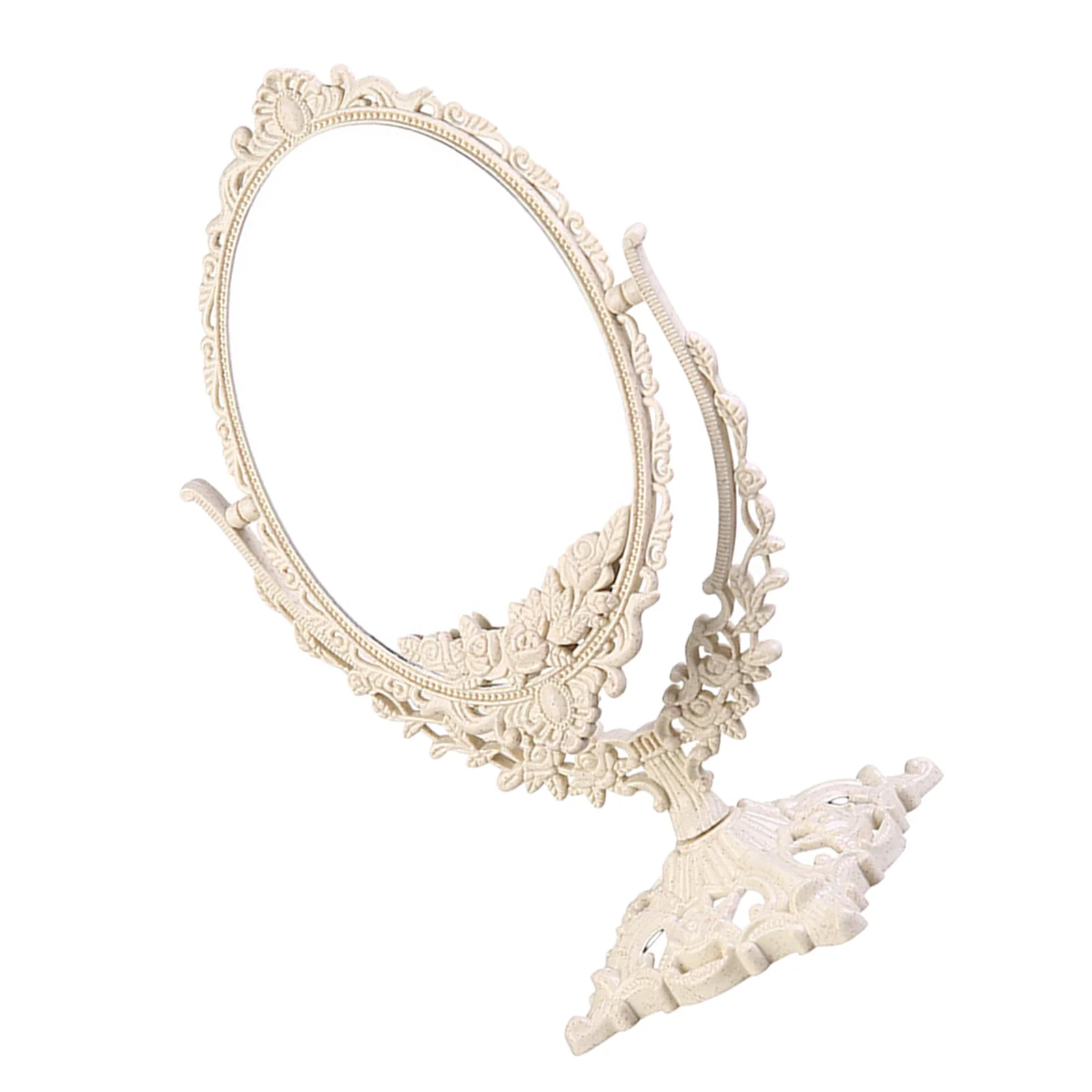 กระจกแต่งหน้าสไตล์ยุโรปย้อนยุค แบบตั้งโต๊ะ ดีไซน์หรูหรา ปรับหมุนได้ กระจกความละเอียดสูง สำหรับห้องนอน