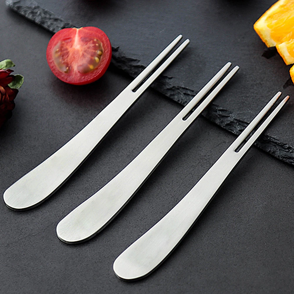 

3 PCS Fruit Fork Forks Party Toothpicks Appetizers Skewers Dessert Stainless Steel