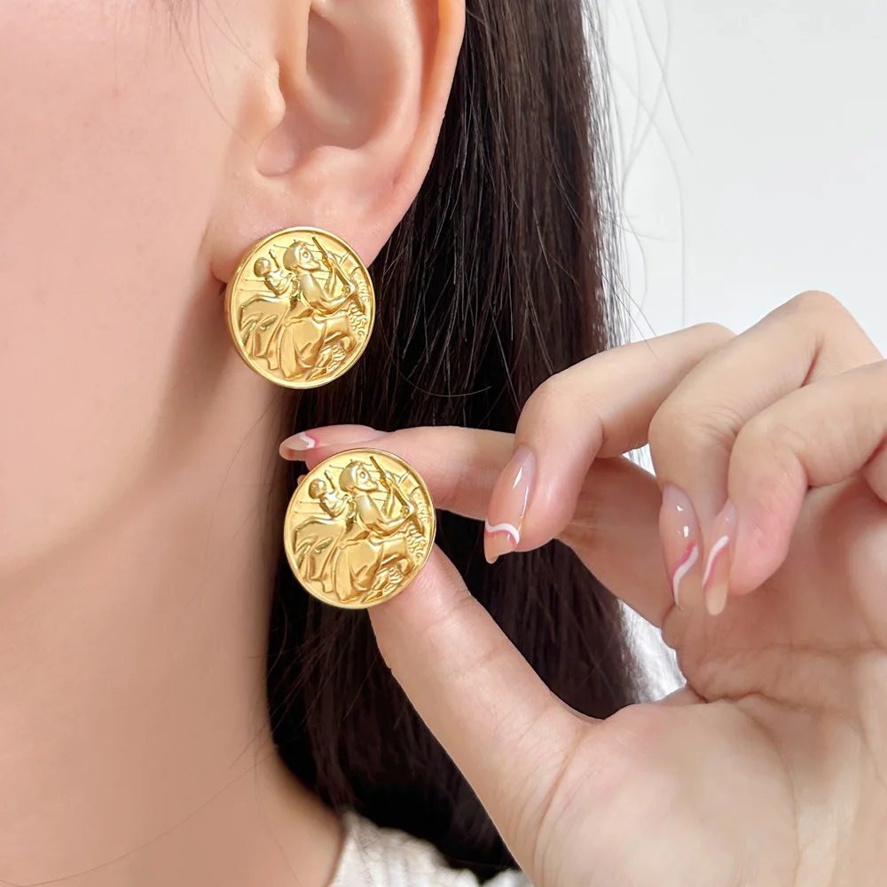 

Аксессуары для самостоятельного изготовления: модные серьги-монетки в стиле ретро Douyin, изысканные и простые, в европейском и американском стиле.