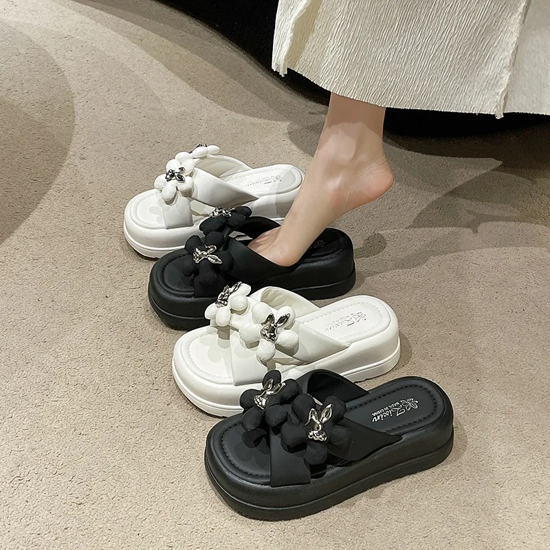 

2024 new high-heeled slippers women wear muffin platform platform women's shoes increase sandals women