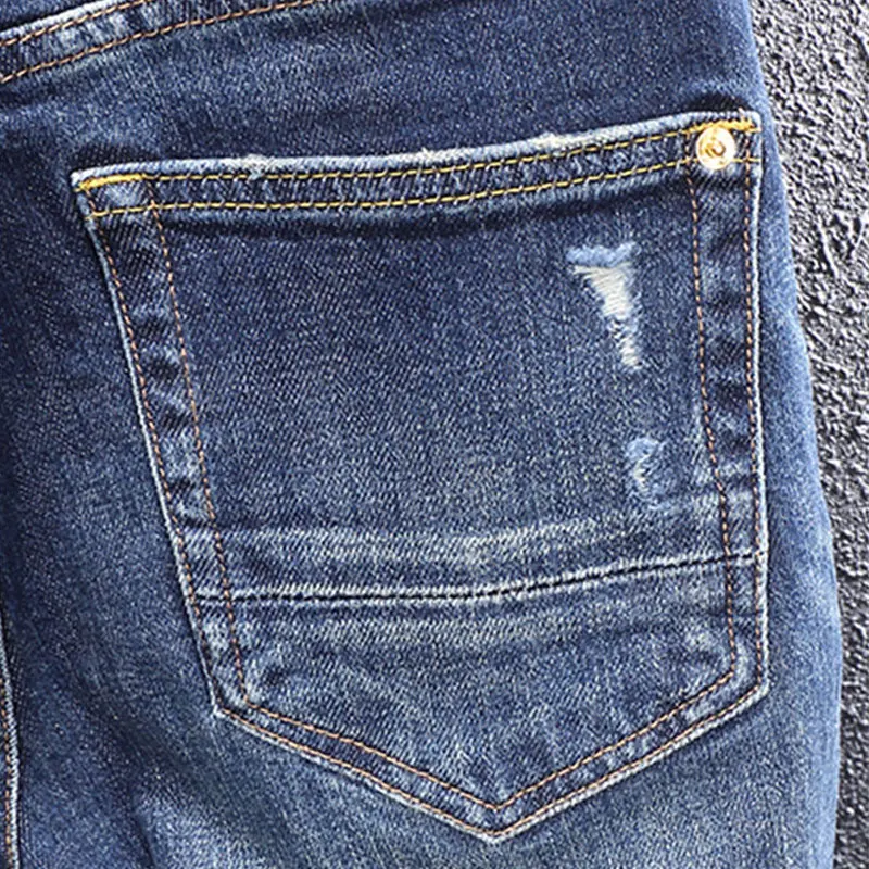 

y2kИтальянские мужские джинсы, потертые синие эластичные облегающие джинсы в стиле ретро, дизайнерские брюки в повседневном стиле, hombre