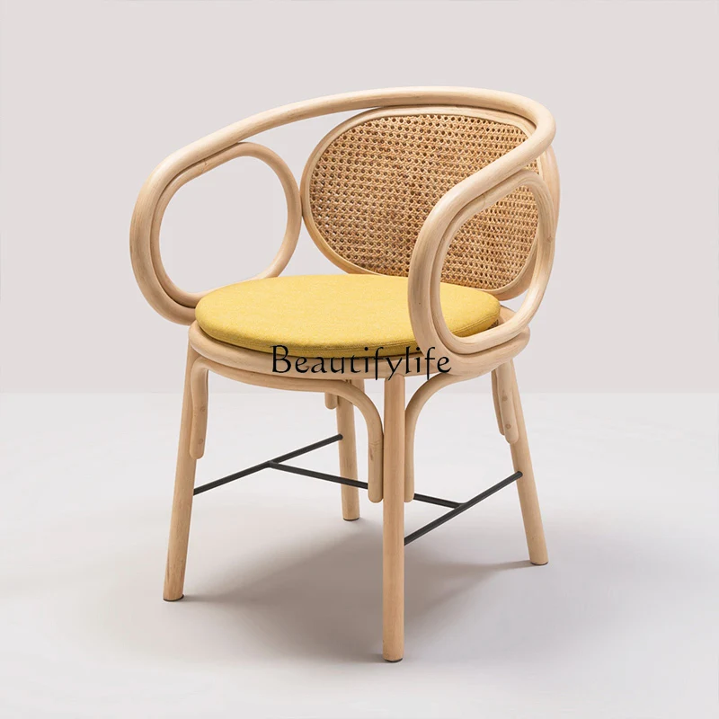 Nordic Modern Minimalist Back Stool Home Rattan Dining Chair