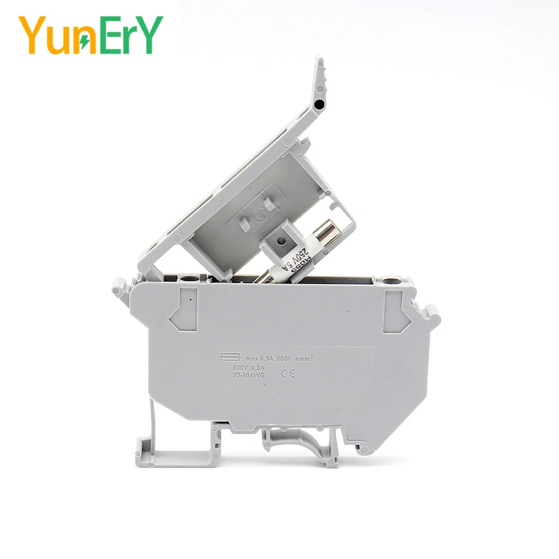 10PCS UK5-HESI DIN Rail Terminal Block Multicolor Fuse Holder 24V 220V Screw Connector Electrical Wire Connector UK5 HES1