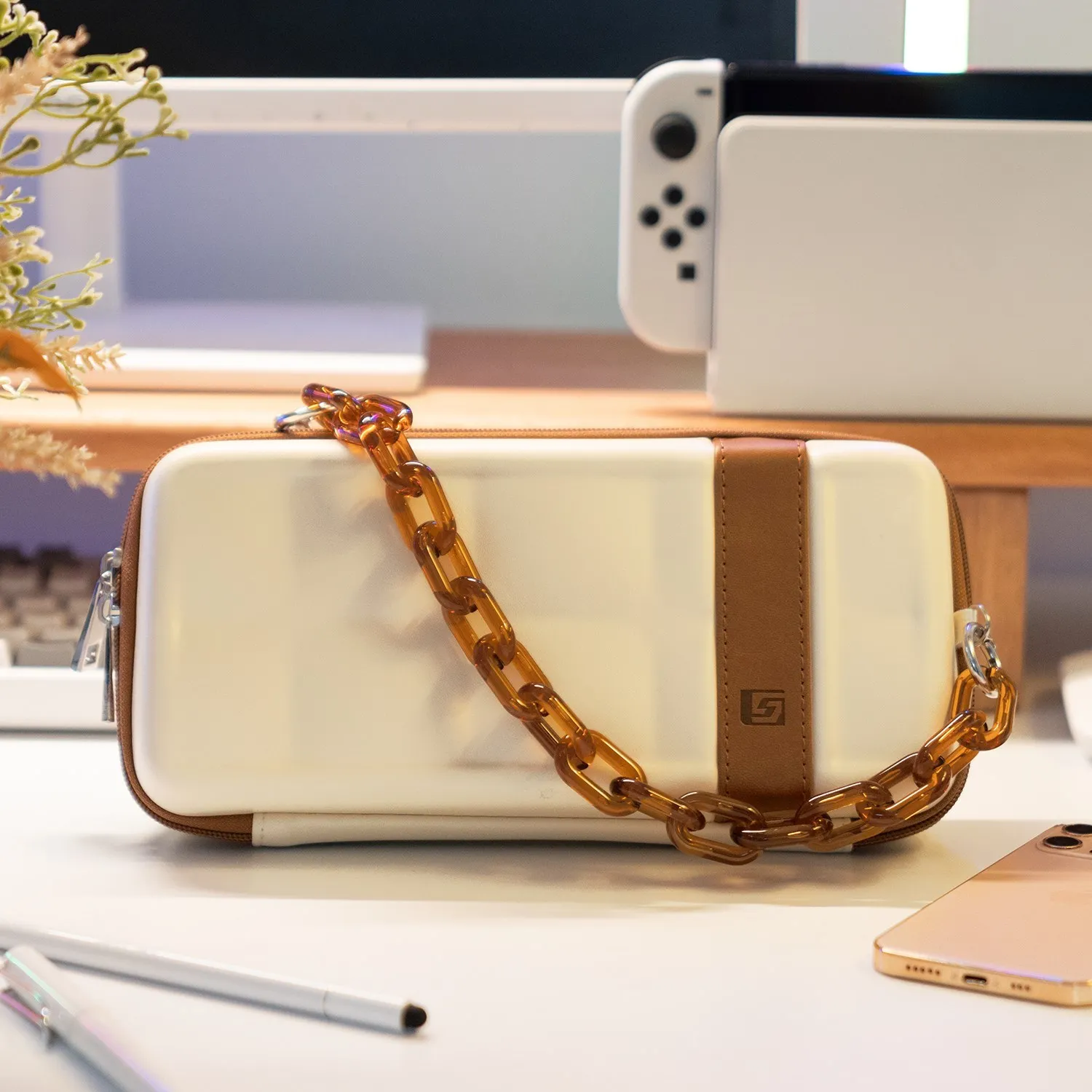 GeekShare Tas Keras Penyimpanan Casing Sakelar Nintendo untuk Aksesori Konsol NS Tas Selempang Kapasitas Besar Nintendo Switch Oled