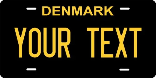 Denmark Black Yellow Cursive Custom License plates Auto Bike Motorcycle Aluminum