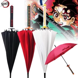 Demon Slayer Katana Anime Ombrello Ninja Ombrellone Lungo Kimetsu No Yaiba Tanjirou Cosplayer Samurai Spada Katana Maniglia Ombrelli