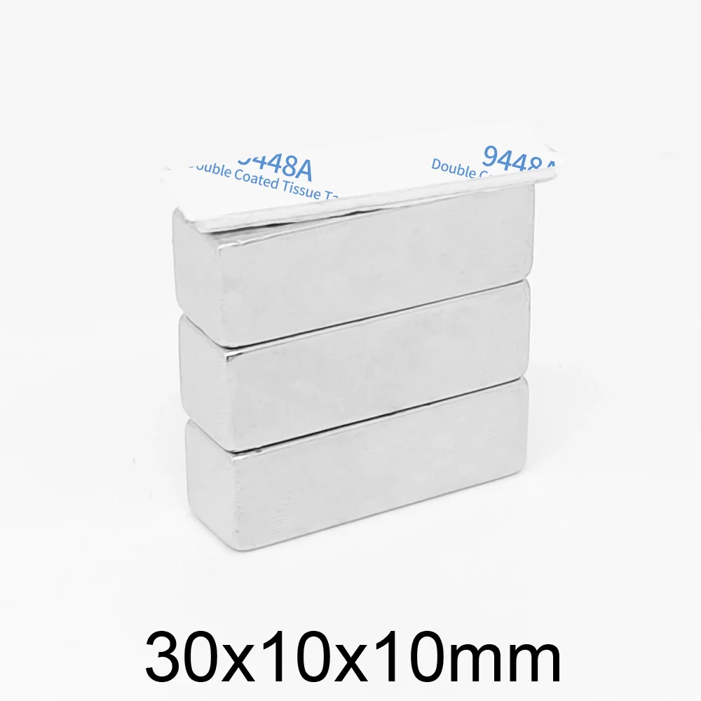 1/2/5/10/15/20PCS 30x10x10mm Block Rare Earth Neodymium Magnet With 3M Self - Adhesive 30x10x10 Permanent Strong Magnet 30*10*10