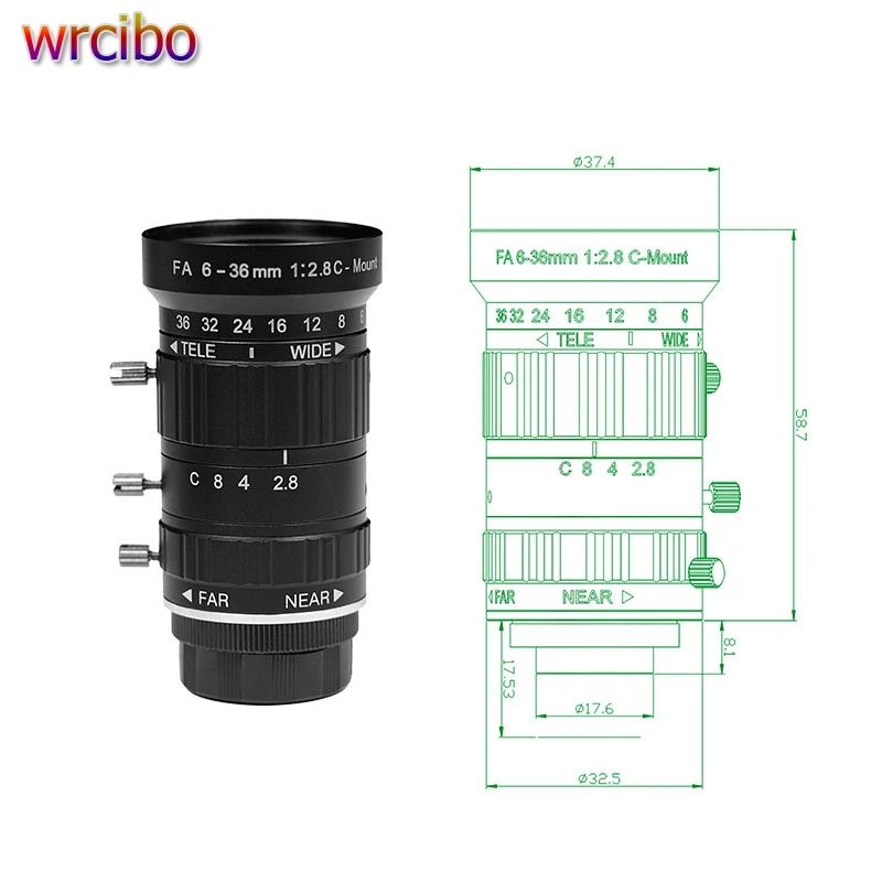 RELIFE MB1 Industrial Camera Lens, 12 Megapixels for Clear Imaging, Multi-Sensor Compatibility FA Zoom Lens 6-36MM