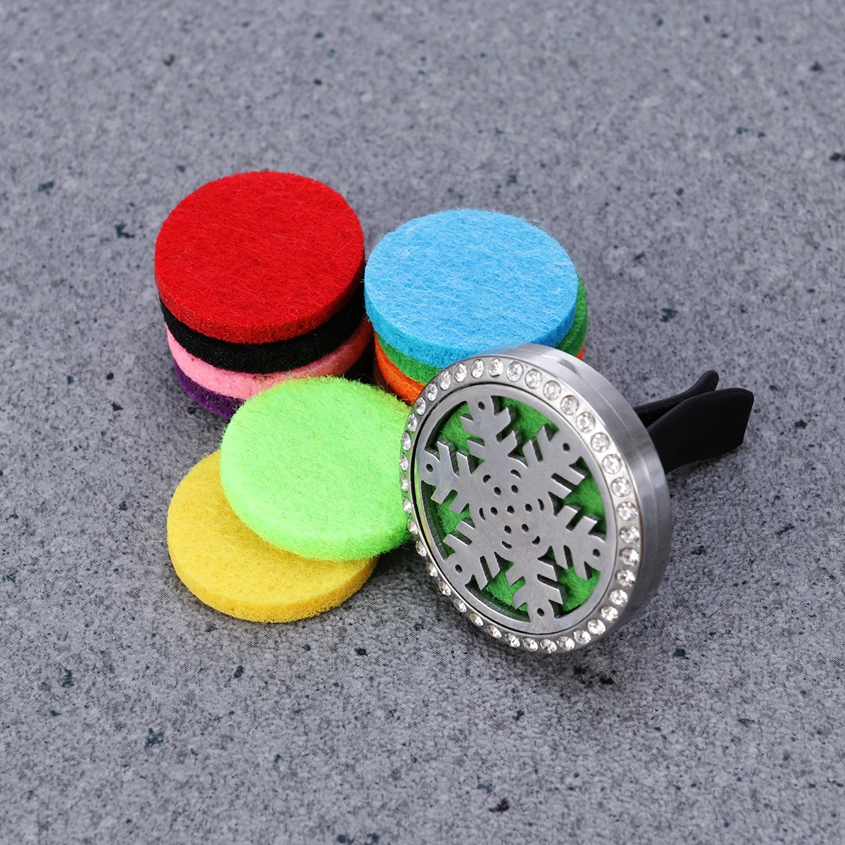 

1Pcs Car Perfume Vent Clip Stainless Steel Hollow Shell Stylish Design Colored Cotton Slices Aromatherapy Car Air Freshener