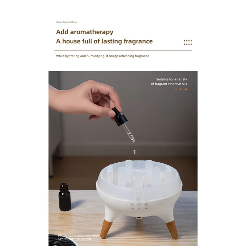 A59E-Essential Oil Diffuser 350Ml Cool Mist Diffuser HumidifierเปลวไฟและVolcano Waterless Auto-OffสําหรับHome