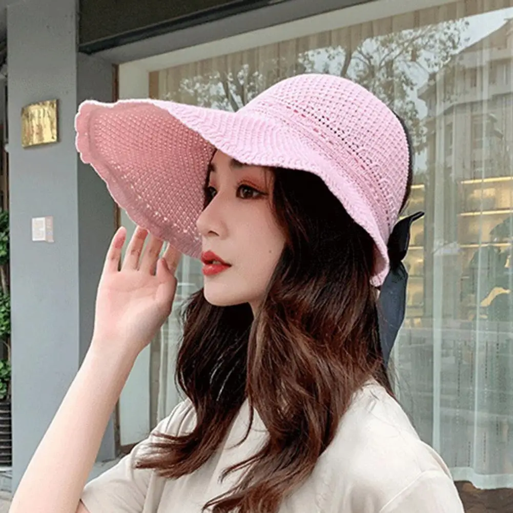 Empty Top Sun Hat Stylish Wide Brim Sun Hats for Women Foldable Travel Beach Hat with Uv Packable Straw for Summer