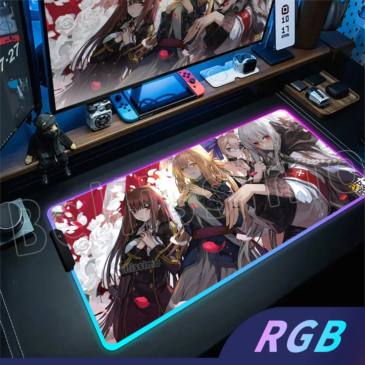 

RGB Animation Girl Frontline Large Game Player Mouse Pad 900x400PC Rubber Non-slip Keyboard Desktop Pad XXL Office Accessories