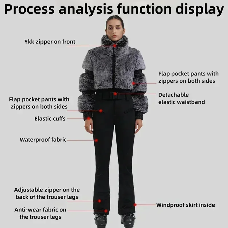 Immagine 5: Tuta da sci 1PS Tuta da snowboard per sport all'aria aperta Tuta termica sottile con cappuccio Tute Abbigliamento da sci invernale da donna Set da neve impermeabile antivento