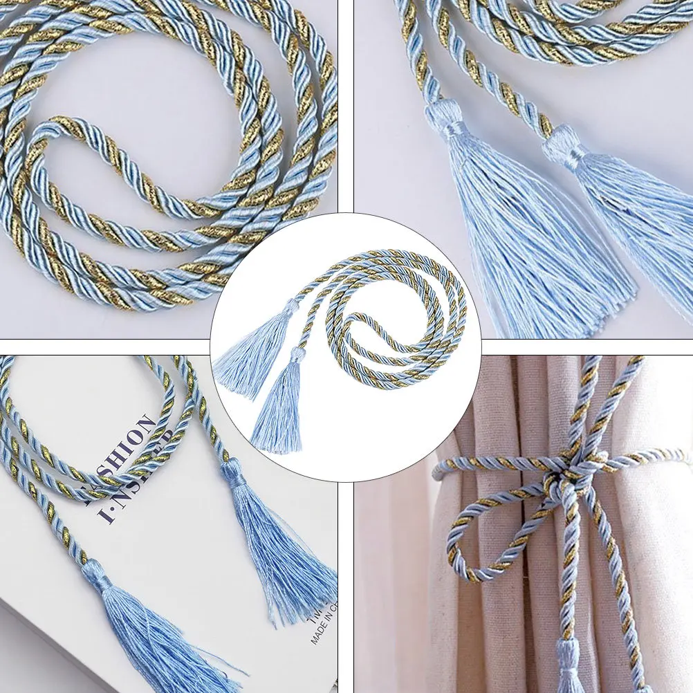 2Pcs Simple Elegant Curtain Tiebacks Tassel Style Cotton Rope Tieback for Holding Curtains Living Room Bedroom Studio Use